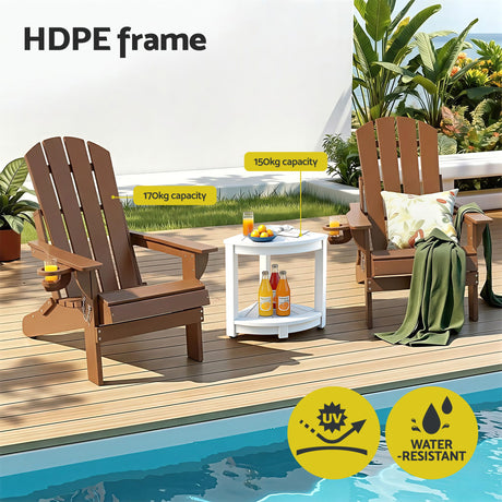Gardeon Outdoor Table and Chairs HDPE Folding Adirondack Beach Chair Patio Furniture