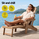 Gardeon Folding Sun Lounger Adirondack Chair Outdoor Lounge Setting HDPE Recliner Footrest Khaki