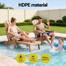 Gardeon Folding Sun Lounger Adirondack Chair Outdoor Lounge Setting HDPE Recliner Footrest Khaki