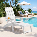 Gardeon Folding Sun Lounger Adirondack Chair Outdoor Lounge Setting HDPE Recliner Footrest White