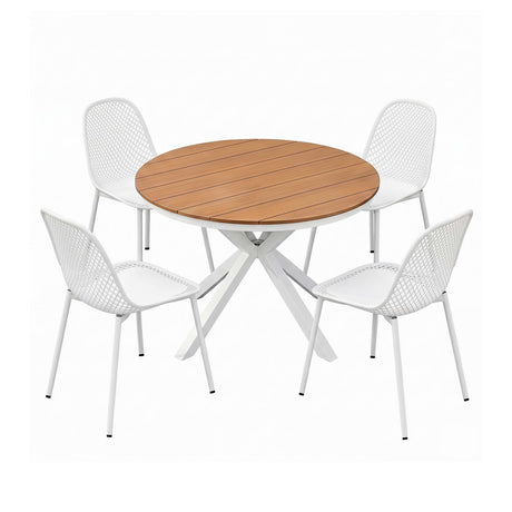 Gardeon 5PCS Outdoor Dining Set Table and Chairs Patio Garden Furniture Lattice