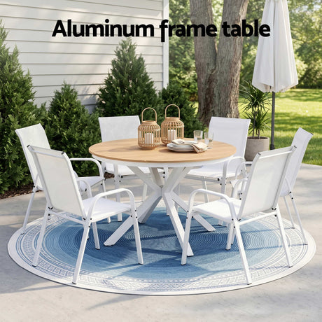 Gardeon 7PCS Outdoor Dining Set Table and Chairs Patio Garden Furniture Steel