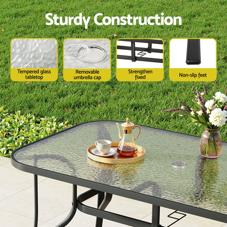 Gardeon 5PC Outdoor Dining Set Table and Chairs Patio Furniture Bistro Set Garden Grey