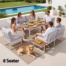Gardeon 8 Seater Outdoor Dining Sofa Set with WPC Side Tables Patio Furniture White