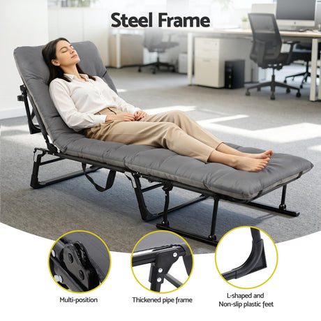 Gardeon 3-in-1 Sun Lounger Folding Camping Chair Adjustable Recliner Patio Furniture for Office Nap, Poolside