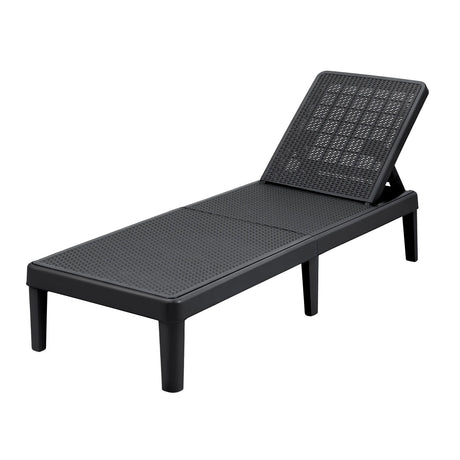 Gardeon Sun Lounge Adjustable Lounger Patio Outdoor Furniture Lightweight Black