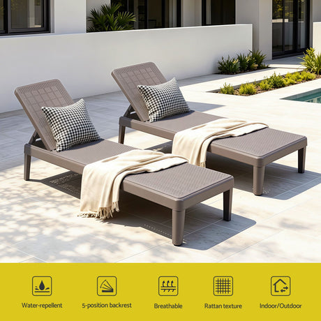 Gardeon Sun Lounge Adjustable Lounger Patio Outdoor Furniture Lightweight Brown