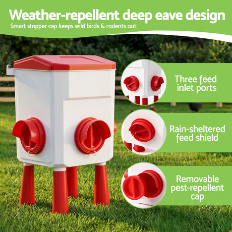 Giantz 12kg Chicken Feeder and 11L Waterer Set Large Capacity Poultry Drinker Kit
