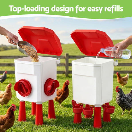 Giantz 8kg Chicken Feeder and 7L Waterer Set Large Capacity Poultry Drinker Kit