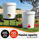 Giantz 20L X2 Chicken Feeder Waterer Set Automatic Poultry Dispenser Metal Stand