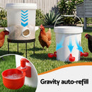 Giantz 20L X2 Chicken Feeder Waterer Set Automatic Poultry Dispenser Metal Stand