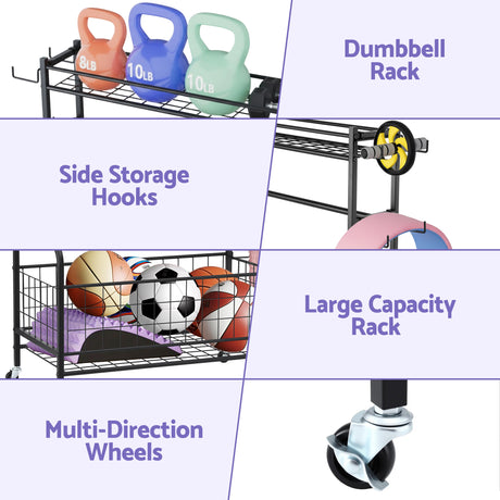 Everfit Dumbbell Rack Weight Rack for Dumbbells Home Gym Storage Black