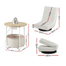 Artiss Floor Lounge & Round Coffee Table Side End Table with Charging Station Set