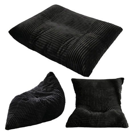 Artiss 3-in-1 Bean Bag Chair for Living Room Convertible Floor Sofa Dark Grey