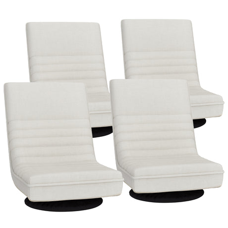 Artiss 4XFloor Chair Lounge Sofa Swivel Foldable Linen White