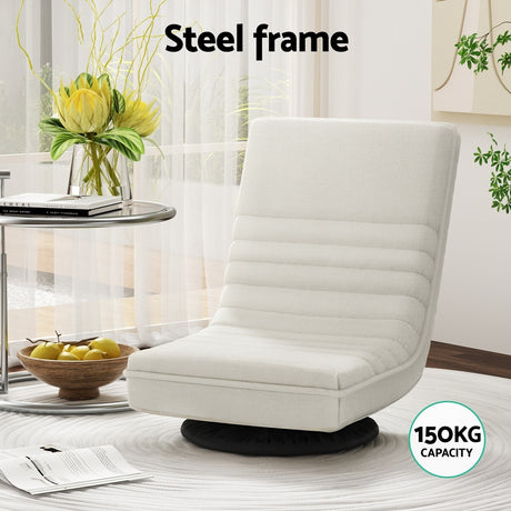 Artiss 4XFloor Chair Lounge Sofa Swivel Foldable Linen White