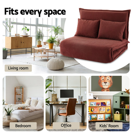 Artiss Floor Lounge Sofa Bed Foldable 2 Seater Orange
