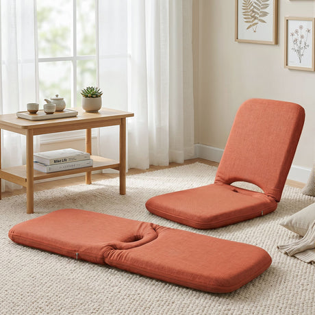 Artiss Floor Chair 5 Position Adjustable Orange Lazy Sofa for Living Room Bedroom