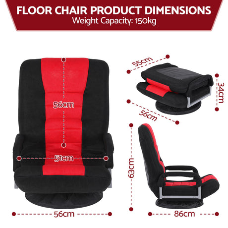 Artiss Floor Gaming Chair with 360 Swivel, 6-Position Backrest for Gaming