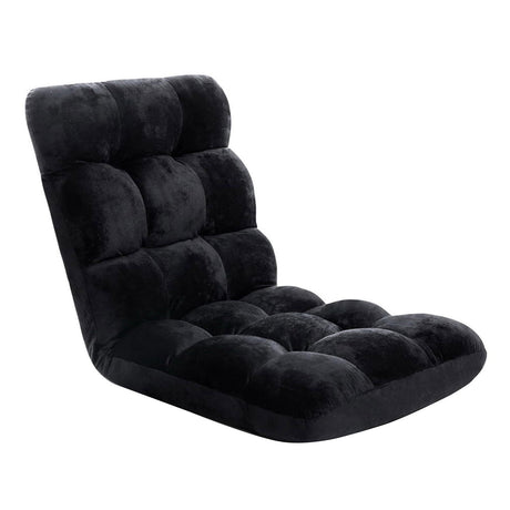 Artiss 4X Lounge Sofa Bed Flannel Fabric Black
