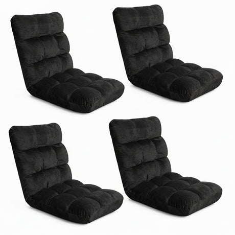 Artiss 4X Lounge Sofa Bed Flannel Fabric Black