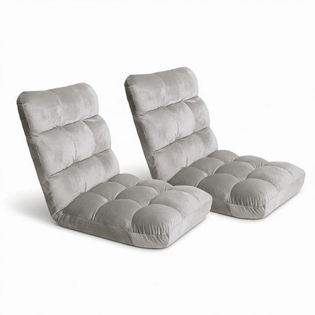 Artiss 2X Lounge Sofa Bed Flannel Fabric Grey