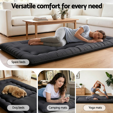 Giselle Bedding 10cm Japanese Floor Mattress Foldable Futon Mattress Washable Cover Straps