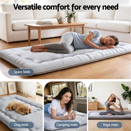 Giselle Bedding 10cm Japanese Floor Mattress Foldable Futon Mattress Washable Cover Straps