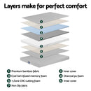 Giselle Bedding Cool Gel Memory Foam Mattress Charcoal 7-Zone Washable Bamboo Cover 15cm King Single