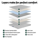 Giselle Bedding Cool Gel Memory Foam Mattress Charcoal 7-Zone Washable Bamboo Cover 15cm Queen