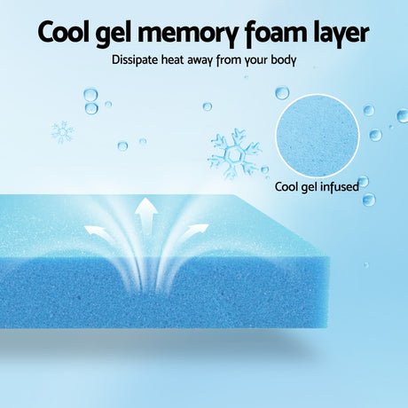 Giselle Bedding Cool Gel Memory Foam Mattress Charcoal 7-Zone Washable Bamboo Cover 15cm Queen