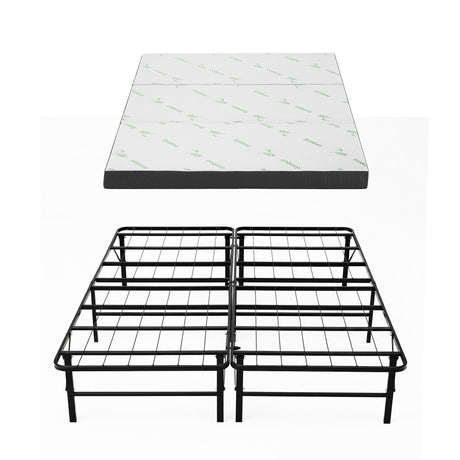 Giselle Folding Bed with Mattress Double Portable Foldable Guest Bed Bamboo Cover