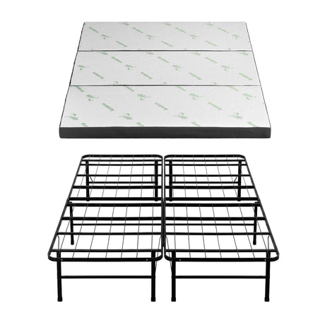 Giselle Folding Bed with Mattress Queen Portable Foldable Guest Bed Bamboo Cover