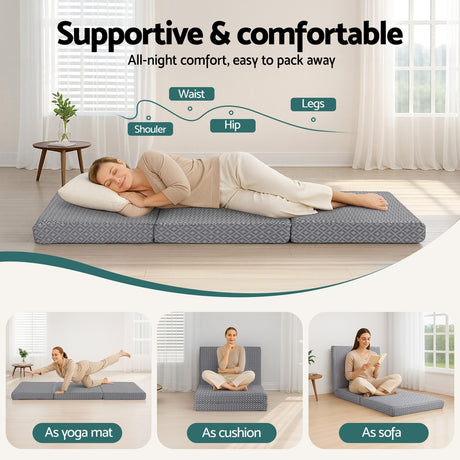 Giselle Foldable Mattress Folding Sofa Bed Trifold Memory Foam Camping Cushion Mat