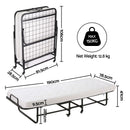 ARTISS Folding Bed with Mattress, Portable Rollaway 150kg Capacity 190CM