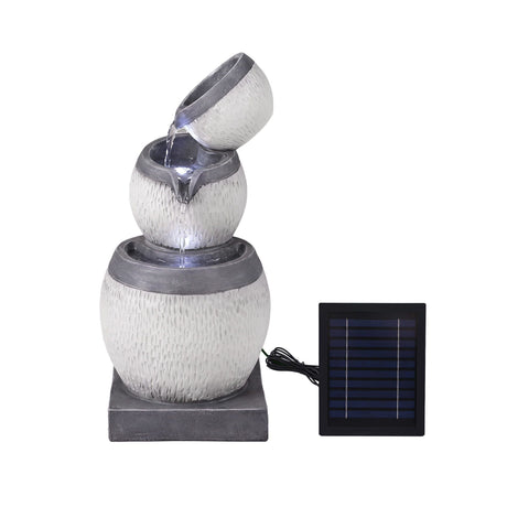 Gardeon Solar Fountain 3 Levels Cascading Bowl Water Feature 52cm Grey