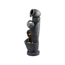Gardeon Solar Fountain Water Feature Cascading Fountain 3-Tier Pot LED Lights 80CM Grey