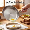 5-Star Chef 30cm Stainless Steel Frying Pan Uncoated Frypan with Tri-Ply Body Silver