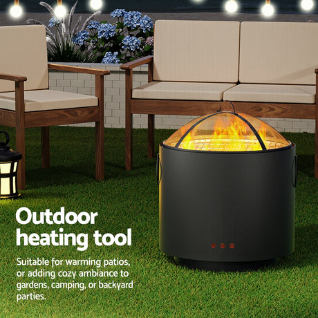 Grillz Fire Pit BBQ Portable Deep Bowl Outdoor Fireplace