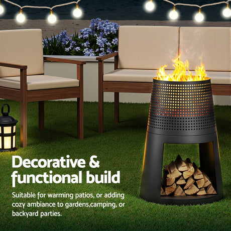Grillz Fire Pit Deep Bowl Iron Outdoor Fireplace
