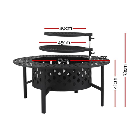 Grillz Fire Pit BBQ Charcoal Smoker Portable Mesh Pits Outdoor Camping Fireplace
