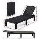 Gardeon Sun Lounge Outdoor Folding Recliner Patio Pool Beach Chair Rattan Black