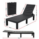 Gardeon Sun Lounge Outdoor Folding Recliner Patio Pool Beach Chair Slatted Black