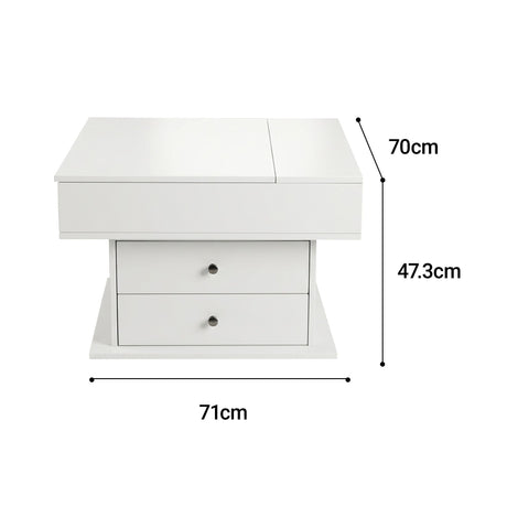 Artiss Lift Top Coffee Table Centre Table with Rotating Top Hidden Storage White