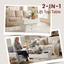 Artiss Lift Top Coffee Table Centre Table with Rotating Top Hidden Storage White