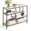 Artiss Console Table Entryway Hallway Marble Effect 4-Tier Storage Shelves White