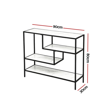 Artiss Console Table Entryway Hallway Marble Effect 4-Tier Storage Shelves White