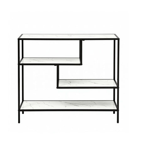 Artiss Console Table Entryway Hallway Marble Effect 4-Tier Storage Shelves White