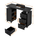 Artiss Manicure Table Nail Desk with Built-in Dust Collector Beauty Salon Station Drawers Shelves Wrist Cushion Wheels Black