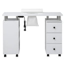 Artiss Manicure Table Nail Desk with Built-in Dust Collector Beauty Salon Station Drawers Shelves Wrist Cushion Wheels White